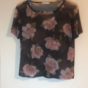 Sheer black top w/ roses